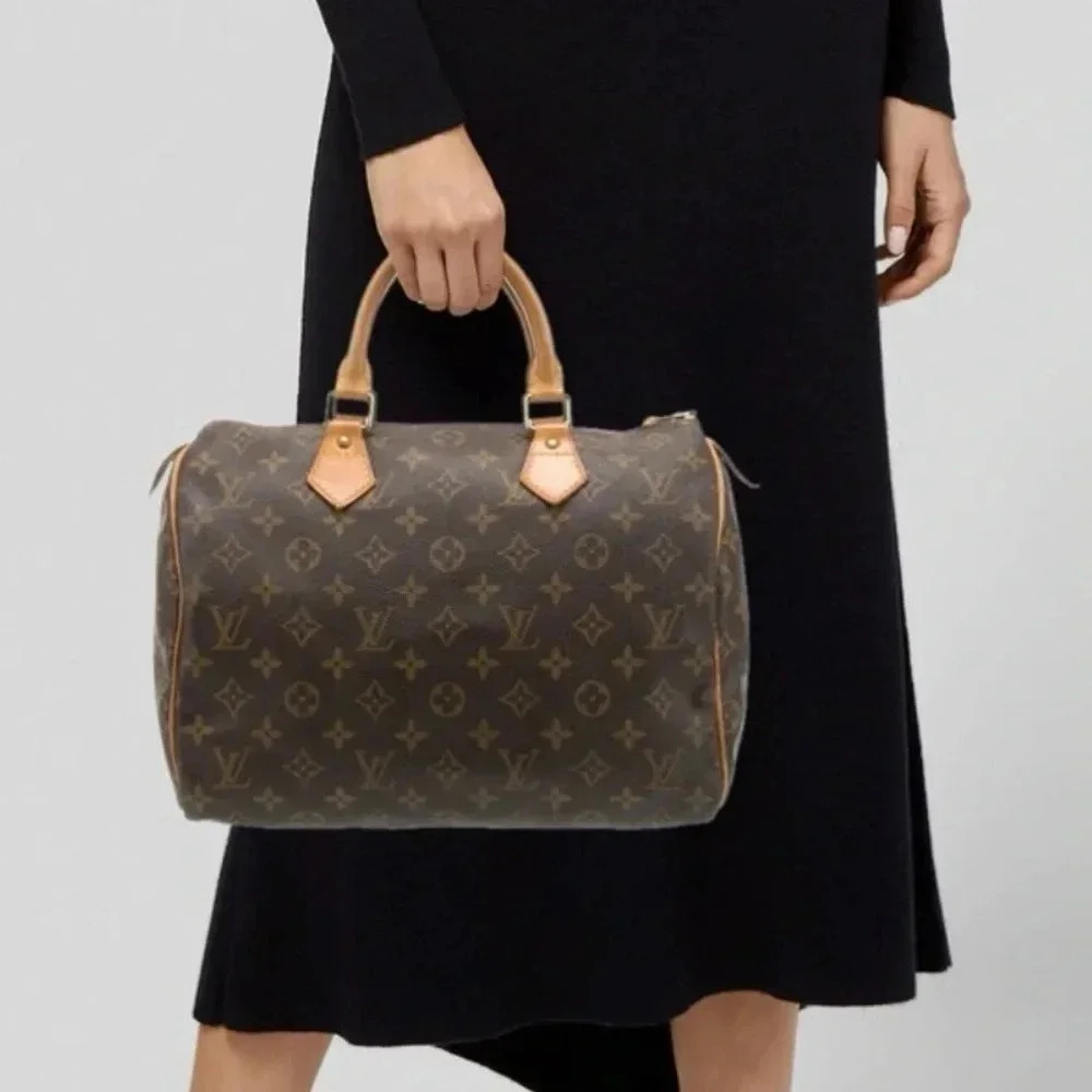 Louis Vuitton monogram speedy 45 vintage brown coated canvas LV top handle bag - Picture 13 of 13